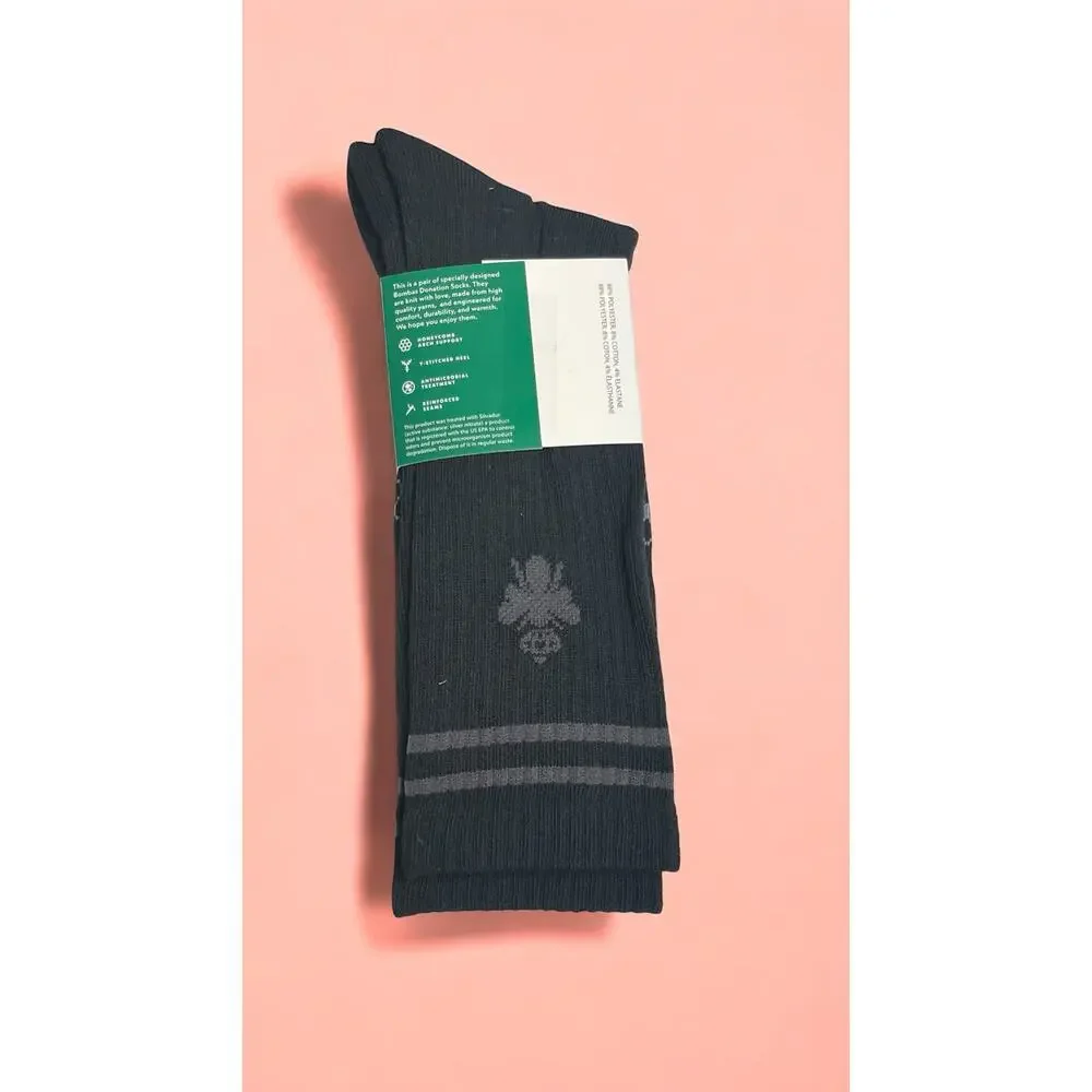 Bombas Half Calf Crew Socks Black & Gray XL New